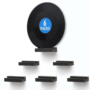 Imagem de NIUBEST Prateleira de disco de vinil de madeira, prateleira de exibição de suporte de disco de parede pequena, prateleiras de discos de vinil suporte de exibição de álbum para LP, CD, armazenamento de