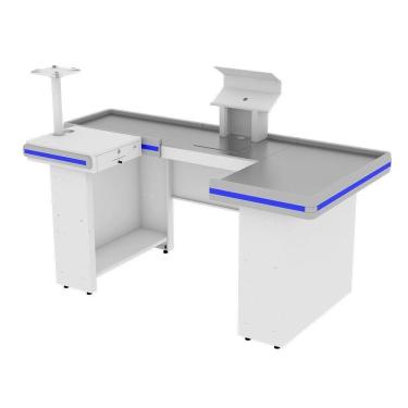 Imagem de Check Out Amapá Premium Azul em U 2,00 x 1,00 x 0,90 com Preparação para Balança Acabamento Branco