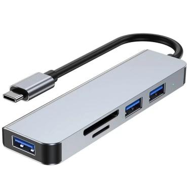 Imagem de Hub MD9 5 Portas Com 1 USB-C 1/Micro-SD 2/USB 3.0 1/TF Card - 9562