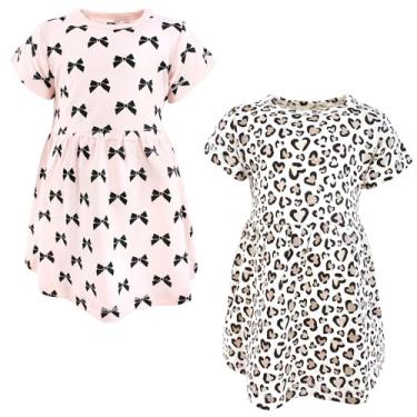 Imagem de Luvable Friends Hudson Baby Vestidos de manga curta 2 unidades, Rosy Spotted Love, 3-6 Meses