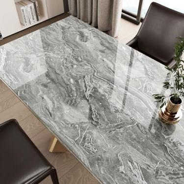 Imagem de Skyblur Papel de parede de mármore cinza prateado brilhante descascar e colar papel de contato para bancadas grossas removíveis modernas bancadas de mármore papel de parede de vinil texturizado para