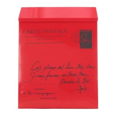 Imagem de Greensen Caixa de Correio de Ferro Montada na Parede, Caixa Postal Com Chave e Design Rústico, Resistente às Intempéries, Caixa de Sugestões de (Letras pequenas em vermelho)