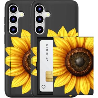 Imagem de MUQR Capa compatível com Samsung Galaxy S23+ Plus com suporte de cartão fofo - Capa tipo carteira robusta com design Kawaii, proteção contra quedas de grau militar (arte preta e amarela)