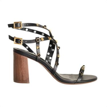 Imagem de Sandália Dm Salto Bloco Tachas Preta, Mestico new preto, 35