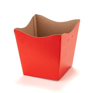 Imagem de CACHEPOT DE PAPELÃO QUADRADO 15 PARA FLORES E PRESENTES. (VERMELHO)