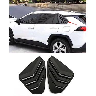 Imagem de ANUNFRRE Acessórios de carro adequados para Toyota RAV4 2020 2021 2022 ABS venezianas laterais traseiras persianas de ventilação de ar guarnição de persianas (preto) conjunto de 2 peças