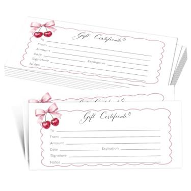 Imagem de 25 vales de presente Bow Cherry para empresas, vale de presente rosa em branco para salão, spa, restaurantes, casamento, aniversário, Natal, vouchers personalizados para clientes, 9 x 20 cm - 07