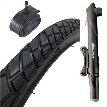 Imagem de Pneu Bicicleta Shiver praieiro Aro 26 X 2.125 Caloi Monark tropical + Camara Bico grosso Mini Bomba