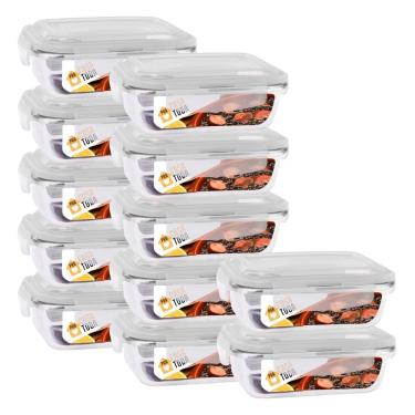 Imagem de Jogo Com 12 Potes Vidro Tampa Silicone Hermetica 370ml Marmitas
