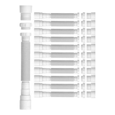 Imagem de Kit 12 Sifão Sanfonado Flexivel Branco Pia Banheiro Cozinha