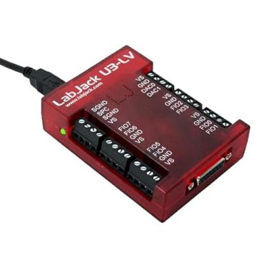 Imagem de LabJack U3-LV USB DAQ com 16 E/S flexíveis para analógico 0-2,4 V e aquisição de dados digitais, controle de relé, automação e temporizadores
