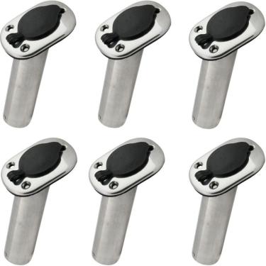 Imagem de Kit 6 Porta Caniço Inox Inclinado Com Tampa Em Nylon