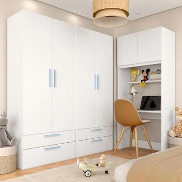 Imagem de Guarda Roupa Modulado Infantil Com Escrivaninha Joy Branco/azul - M.a 