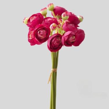 Imagem de Decoração de casa com lótus artificial de 26 cm, mil camadas, pequena rosa de chá, adereços para fotografia, casamento, noiva, segurando buquê (rosa vermelha)