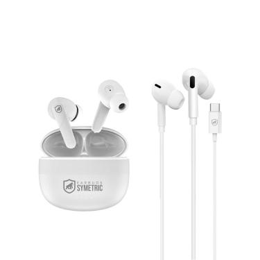 Imagem de Earbuds - Fone de ouvido Bluetooth - Symetric + Fone de Ouvido Tipo C Dual Air - Gshield