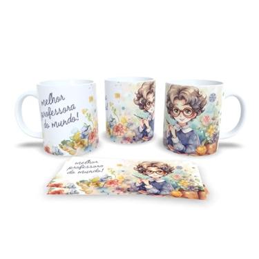 Imagem de Caneca branca dia dos professores floral (14099)