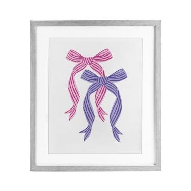 Imagem de Stupell Industries Impressão emoldurada cinza rosa e roxo com laço duplo design sob vidro por Krissy Mast, 40,6 x 33,5 cm