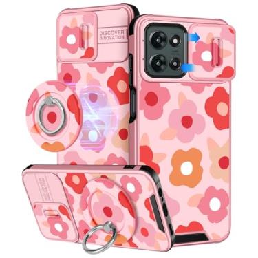 Imagem de Buleens Capa para Moto G 2025 – Design fofo com suporte de anel e capa de câmera para mulheres meninas estética Kawaii Girly Little Flowers Capa para celular Motorola Moto G 2025 compatível com
