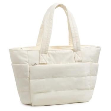 Imagem de Long Keeper Bolsa feminina acolchoada com zíper para viagem, trabalho, academia, Branco, One Size