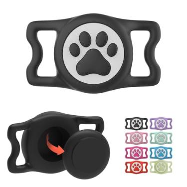 Imagem de ilFindYou Suporte impermeável para coleira Airtag para Apple Air, suporte de silicone para cães e gatos (preto)