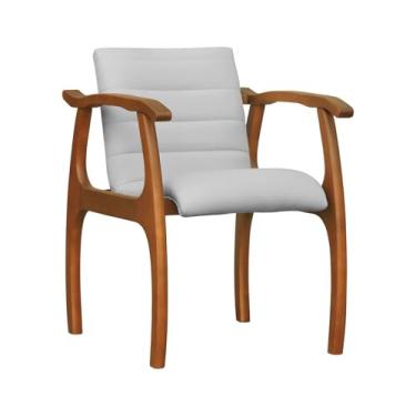 Imagem de Cadeira Cancun Estrutura Madeira Maciça Encosto e Assento Anatômico - Amêndoa - Assento Estofado Linho Bege