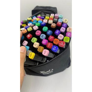 Imagem de Estojo 100 Canetas Marcador para Colorir - Kit Conjunto Canetinha Profissional Tiktok Marcadora Permanente de Ponta Dupla em Cores diferenciadas -Tampa Codificada por Cores - Linha Premium (100 Cores)