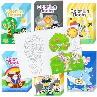 Imagem de Zainpe 48Pcs Christian Bible Stories Coloring Books for Kids, DIY Art Drawing Book with Jesus Noah's Ark Crosses Pattern Color Booklet for Church Sunday School Classroom Rewards Party Favors Supplies