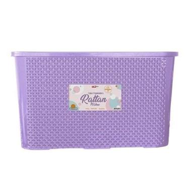 Imagem de Caixa Organizadora Rattan Color Premium 70 Litros. - Plastsu, Lilás