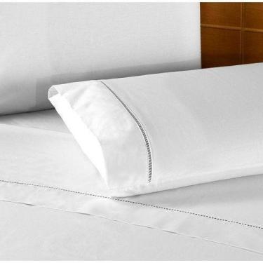 Imagem de Fronha Avulsa Branca 100% Algodão Percal 150 Fios com ponto palito - B