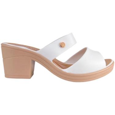 Imagem de Tamanco Feminino Tiras Miss Miss Plataforma SaltoBaixo, 36, Branco