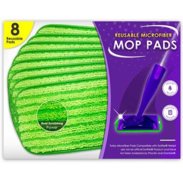 Imagem de Esfregões de chão reutilizáveis Turbo Microfiber, pacote com 8 unidade