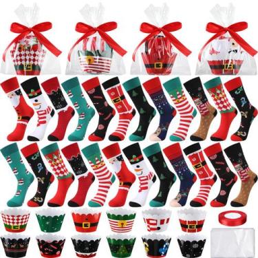 Imagem de Meias de cupcake de Natal Liitrsh para mulheres, homens e meninas, 24 
