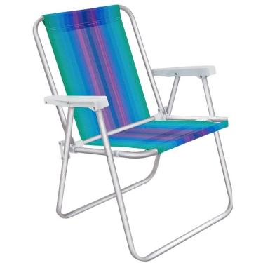 Imagem de Cadeira de Praia Alta em Alúminio Degrade Verde, Azul e Lilas 2244 MOR