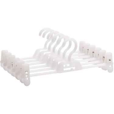 Imagem de Cabides De Calças De Plástico De Suporte De Carga Forte Cabides De Calças Antiderrapantes Cabides De Calças Que Economizam Espaço Com Clipes De Pitada, White, 30 Pack