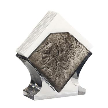 Imagem de Suporte de guardanapo de resina - Suporte de toalha de papel comercial quadrado (570g) - Armazenamento vertical de mesa em rack de guardanapo de 4 cores (cinza 1)