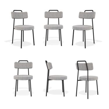 Imagem de Kit 6 Cadeiras Ster de Jantar Linho Cinza - Vallisa Decor