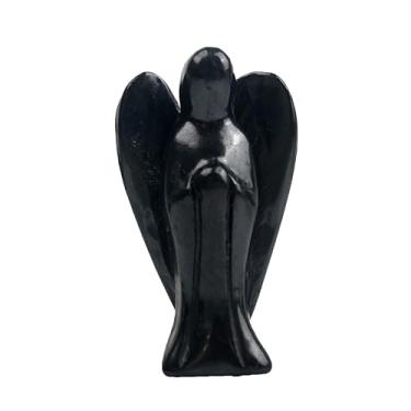Imagem de LWQCHW Estatueta de anjo Shungite estátua esculpida à mão de anjo da guarda de pedra natural para proteção de energia de cura (3,8 cm (41 × 24 × 14 mm, aprox. 10 g))