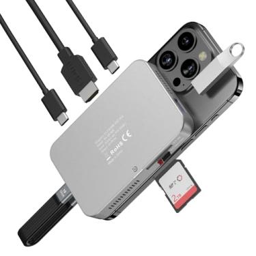 Imagem de Gabinete magnético M.2 NVMe com ventilador de resfriamento, hub USB C 7 em 1, transferência de dados de 10 Gbps, 4K a 60 Hz, HDMI 100 W, entrega de energia, leitor de cartão SD/TF, estação de