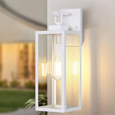 Imagem de GRUENLICH Luminárias de parede externas, iluminação externa branca de 45,7 cm com soquete E26 e vidro temperado, lanterna de parede extra grande dupla para entrada de garagem, 1 pacote