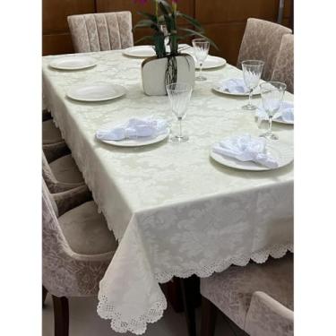 Imagem de Toalha de Mesa Retangular Decoração 4, 6, 8 Lugares - Estampada Bonita Jacquard para 10, 12, 14 Lugares(PALHA,2,00 METROS)