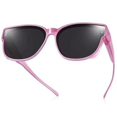 Imagem de Br'Guras Óculos de sol com ajuste polarizado para mulheres e homens, óculos escuros quadrados modernos com proteção UV para dirigir (lavanda translúcida, preto)