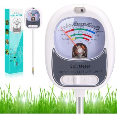 Imagem de HSLGOVE Kit de teste de solo 4 em 1 – medidor de umidade do solo, pH, fertilidade e luz solar, sem necessidade de bateria, testador de solo com mostrador grande para jardinagem interna e externa