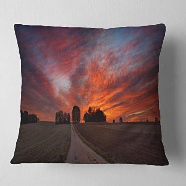 Imagem de Designart Manta de paisagem para sala de estar, sofá, almofada + capa de almofada impressa em ambos os lados 45,72 x 45,72 cm