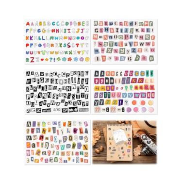 Imagem de EORTA 453 adesivos vintage com letras de revistas, 6 folhas de adesivos com símbolo de número do alfabeto, decalques estéticos em inglês para scrapbook, diário, garrafa de água, caderno, caixa de
