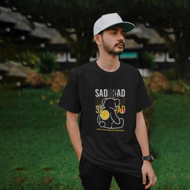 Imagem de Camiseta Masculina Manga Curta Bear Sad Estilosa Confortável em Algodão do P ao G1-Masculino