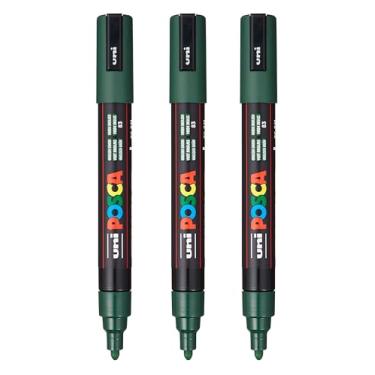Imagem de posca Marcadores de tinta à base de água PC-5M, ponta média reversível (1,8-2,5 mm), verde inglês, 3 unidades