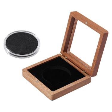 Imagem de beinkmake Caixa de armazenamento de moedas de madeira transparente de 45 mm com forro de veludo para medalha de dólar de prata