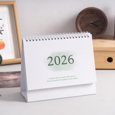 Imagem de Calendário de mesa, calendário de mesa 2025-2026, 15 x 19 cm, minimalista, estilo fresco, para escola, escritório, casa (verde)