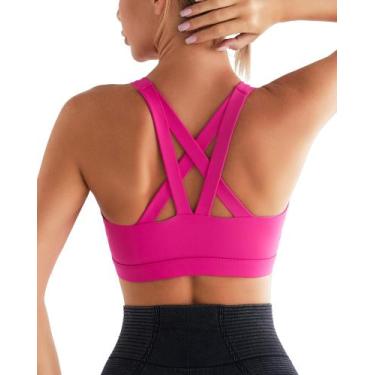 Imagem de Sutiã esportivo RUNNING GIRL Criss-Cross Back Strappy Yoga Rosa