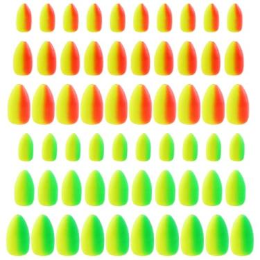 Imagem de ZZHXSM 60 peças boias de pesca de espuma ovais em forma de bala indicadores de ataque de pesca com mosca para truta peixe-gato tipo peixe (amarelo, verde, vermelho amarelo)